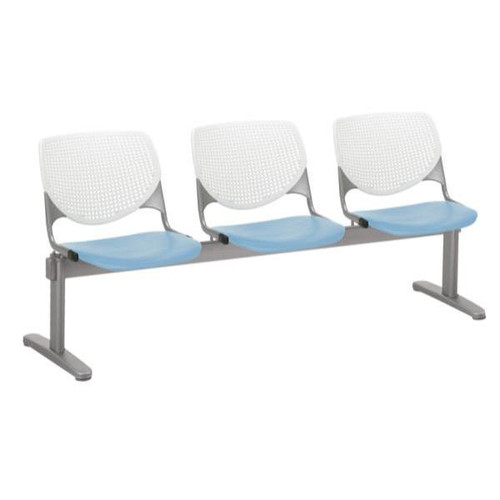 Kfi Seating Kool 3-Seat Reception Bench, White Backs, Sky Blue Seats
