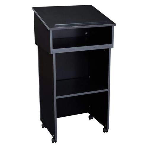 Oklahoma Sound Tabletop Lectern And Av Cart/Lectern Base, Black W/Charcoal Trim