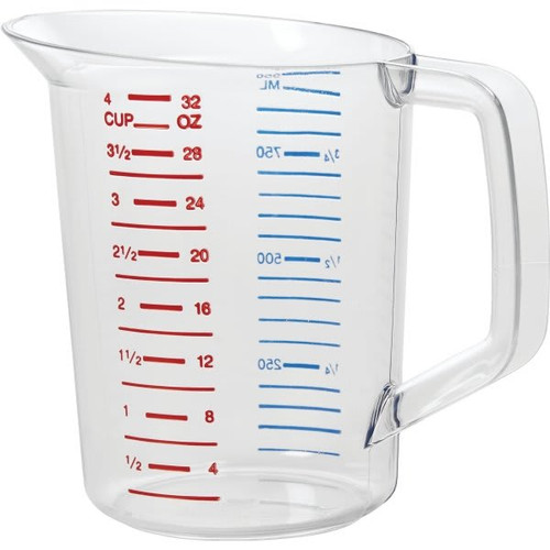 Rubbermaid Commercial 1 Qt Clear Polycarbonate Measuring Cup (6-Pack)