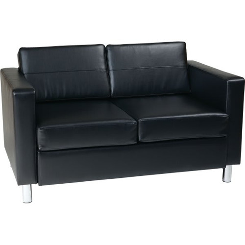 Office Star Products Pacific Love Seat - Black Vinyl