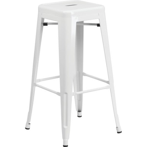 Flash Furniture 30" Backless White Metal Bar Stool