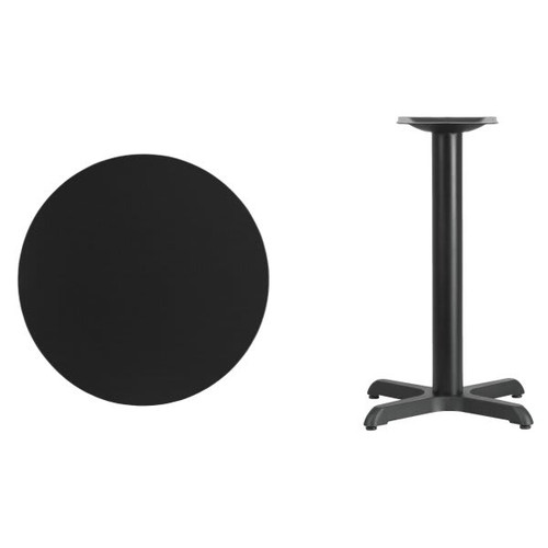 Flash Furniture 24" Round Black Laminate Table Top With 22" X 22" Table Height Base