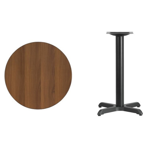 Flash Furniture 24" Round Walnut Laminate Table Top With 22" X 22" Table Height Base