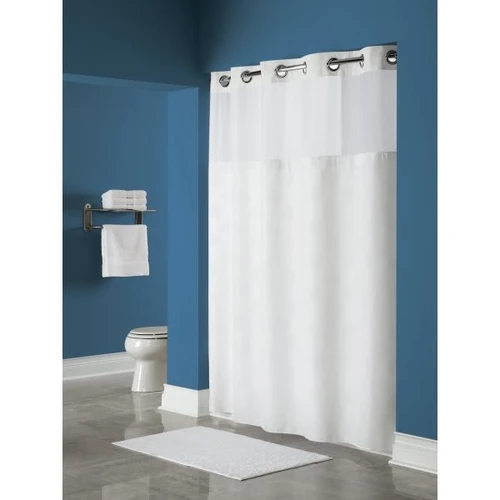 Focus Products Wyndham Green Hookless Circle Shower Curtain, White, Case Of 12
