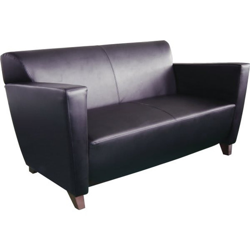 Office Star Products Love Seat, Black Faux Finish With Cherry Finish Legs