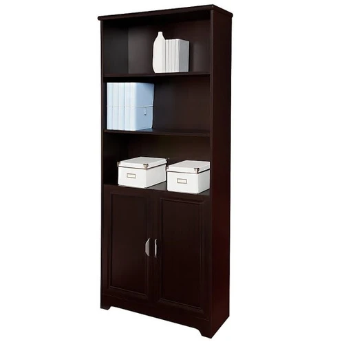 Realspace Espresso Magellan Collection 5-Shelf Bookcase With Doors