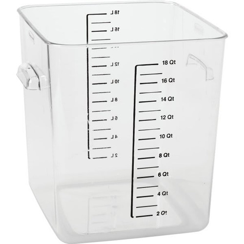 Rubbermaid Commercial 18 Qt Polycarbonate Square Food Storage Container W/ Liter (6-Pack)
