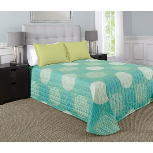 Martex Rx Bedspread King 120x118 Throw Style Circles And Stripes Aqua