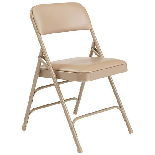 National Public Seating Premium Vinyl Beige Folding Chairs, Package Of 4