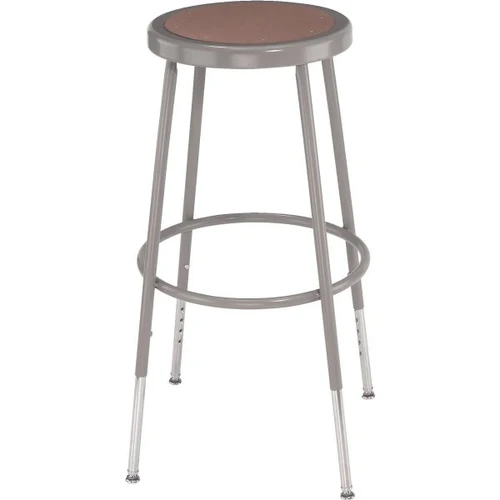 National Public Seating Round Adjustable Height Stool With Hardboard Seat 25-33