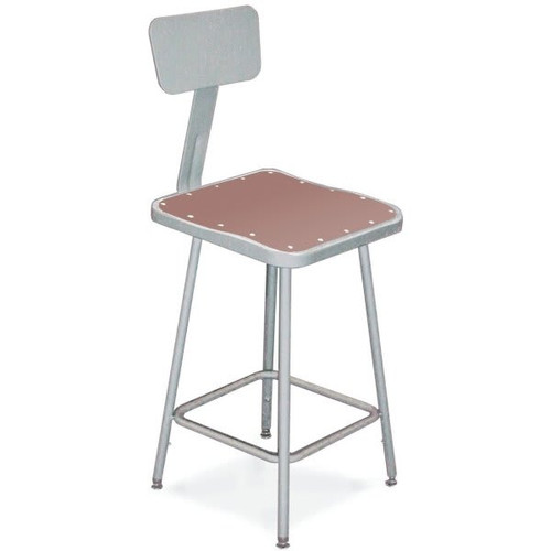National Public Seating Square Hardboard 30 Stool With Adjustable Metal Backrest