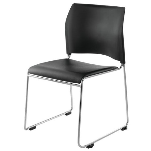 National Public Seating Vinyl Metal Chrome Stack Chair Ganging Device Black