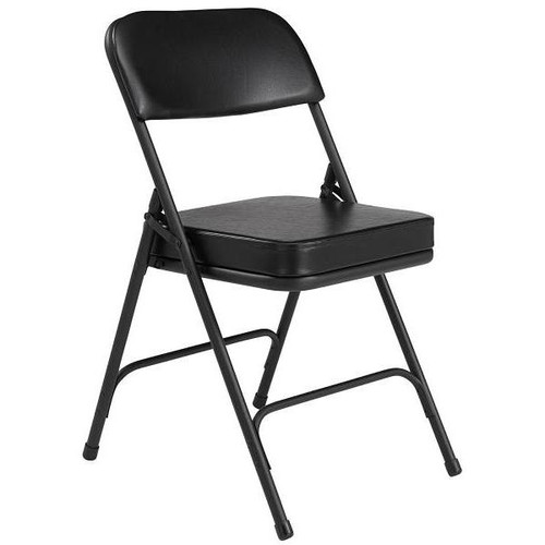 National Public Seating 2" Boxed Seat Cushion Folding Chair, Black, Carton Of