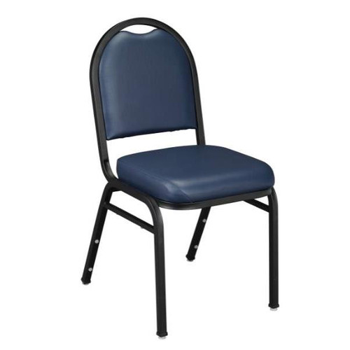 National Public Seating Vinyl Crown Back Stack Chair, Blue, Black Frame