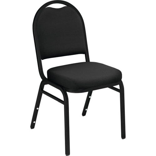 National Public Seating Ebony Black Fabric Crown Back Chair Black Frame