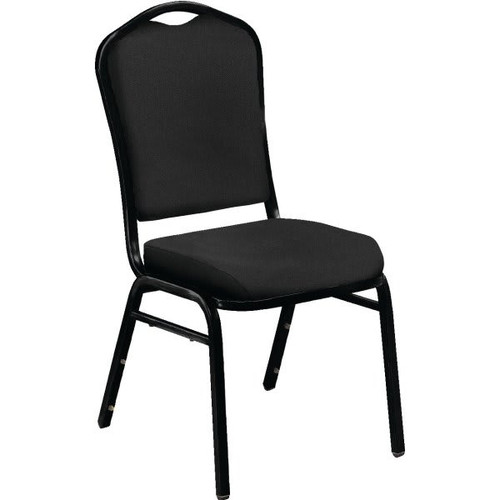 National Public Seating Black Fabric Crown Back Stack Black Frame