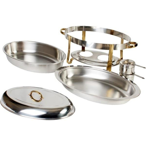 Thunder Group 6 Quart Gold Accented Oval Chafer