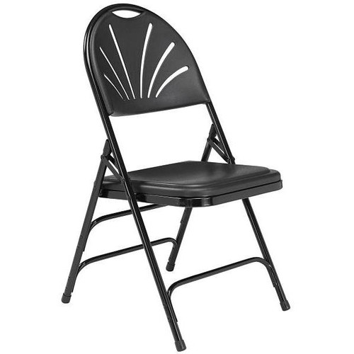 National Public Seating Black Plastic Fan-Back Folding Chair, Package Of 4