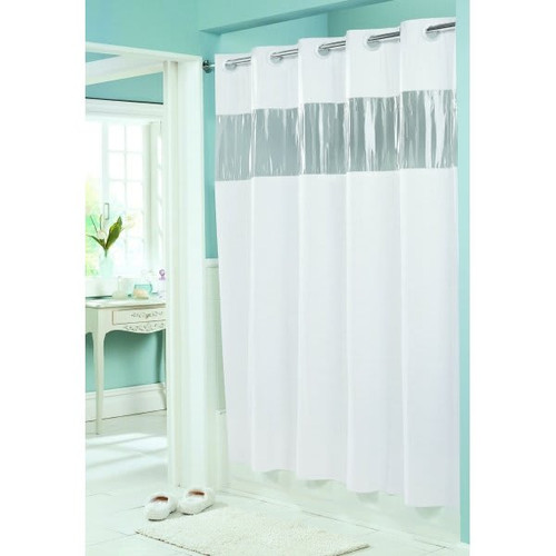 Focus Products Hookless Vinyl Vision Shower Curtain 71 X 74" White Package Of 12