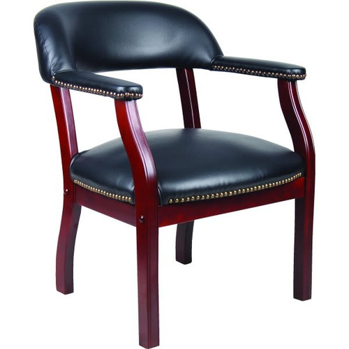Boss Mahogany Captain'S Guest Armchair, Black
