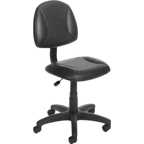 Boss Mid-Back Leatherplus Task Chair With Lumbar Support, Black