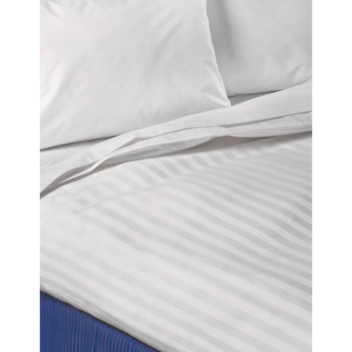 Beyond Decorative Top Sheet King 114x120 White Satin Stripe Case Of 12