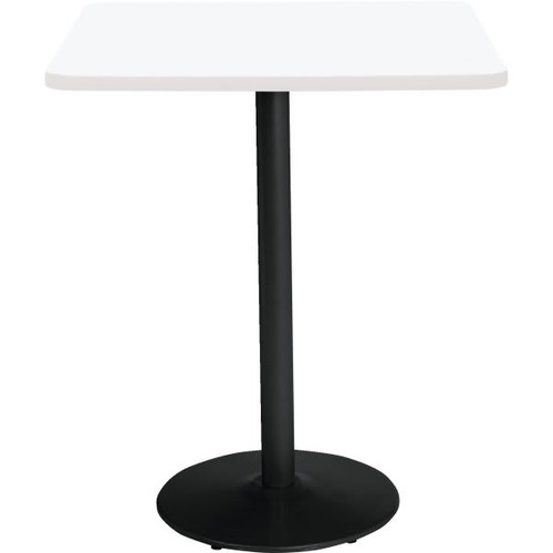 KFI 42" Square Pedestal Table W/Designer White Top, Round Black Base, Bistro Ht