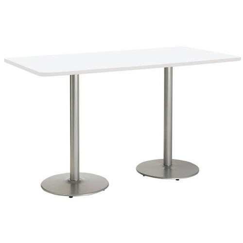 KFI 36" X 96" Pedestal Table W/Desinger White Top Round Silver Base Bistro Ht