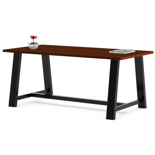Kfi 36 X 72 X 30" H Table With Vintage Steel Frame Mahogany