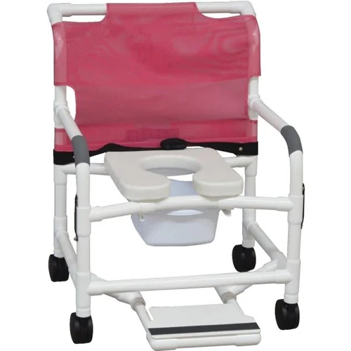 Mjm Extra-Wide Shower Chair With Pail Footrest Belt Drop Arms Soft Seat Mauve