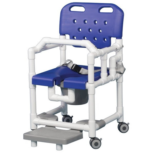 Ipu 17" Clearance Shower Commode Chair Footrest Lap Bar Left Drop Arm In Blue