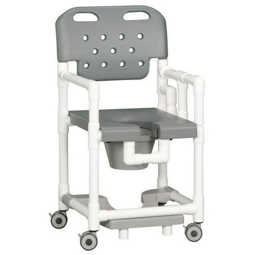 Ipu 20" Clearance Shower Commode Chair Footrest Left Drop Arm In Gray