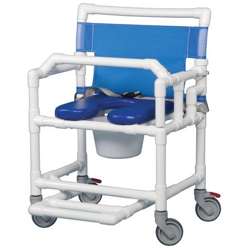 Ipu Shower Commode Chair Blue Soft Seat Lap Bar 400 Lbs