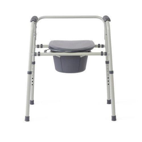 Medline Knockdown Steel Bedside Commode With Microban Gray