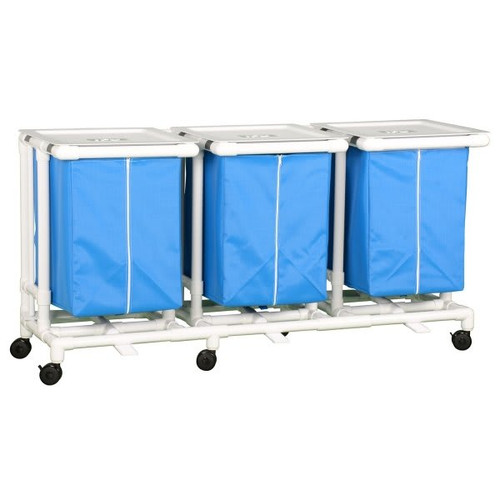Ipu Jumbo Triple Hamper With Foot Pedal Cap Blue Mesh