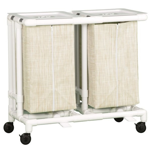 Ipu Standard Double Hamper With Foot Pedal Cap Linen Mesh