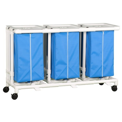 Ipu Standard Triple Hamper With Foot Pedal Cap Blue Mesh
