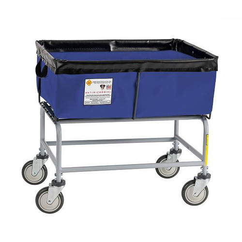R&B Wire Products Antimicrobial Elevated Vinyl Basket Truck 3 Bushel Navy