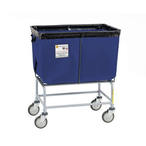R&B Wire Products Antimicrobial Elevated Vinyl Basket Truck 6 Bushel Navy