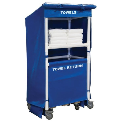 Royal Basket Trucks 32 Towel Station, One Shelf, Vinyl Cover, Towel Return Cart