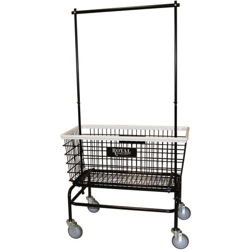 Royal Basket Trucks Large Wire Laundry Cart, Double Hanger Included