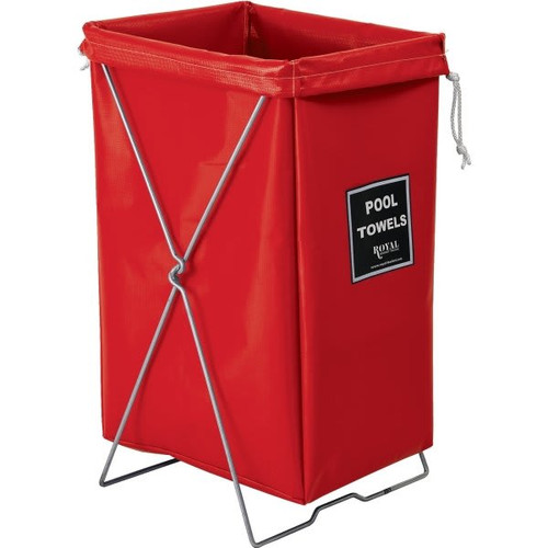 Royal Basket Trucks Pool Towel Hamper Kit, Red, Includes Stand And Bag