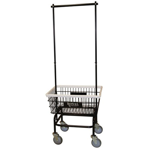 Royal Basket Trucks Small Wire Laundry Cart, Double Hanger Included