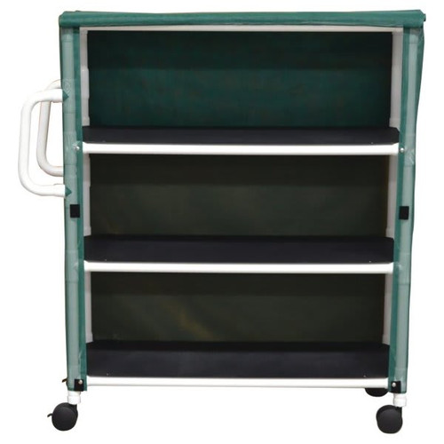 Mjm 3 Shelf Linen Cart With Forest Green Solid Vinyl Cover Shelf Size 20 X 50"