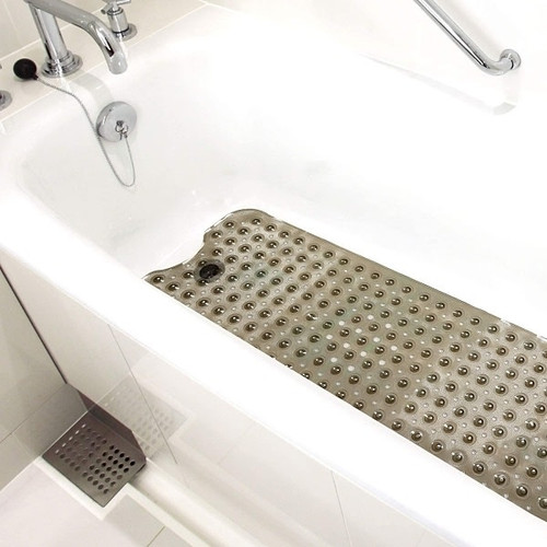 DMI Bath/Shower Mat, Drain Holes/Suction Cups, XL 40 X 15.5", Gray