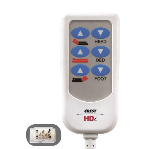 Crest Healthcare Hd2 Bed Control, 8 Foot Cord, 15-Pin, 6 Button, White