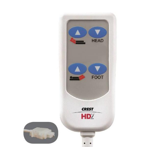 Crest Healthcare Hd2 Bed Control, 8 Foot Cord, 8-Pin Plug, 4 Button, White