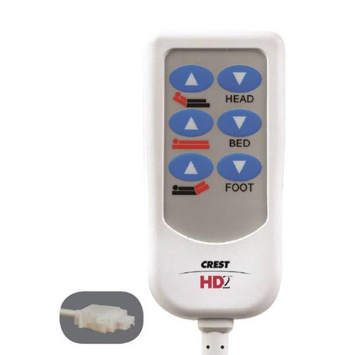 Crest Healthcare Hd2 Bed Control, 8 Foot Cord, 8-Pin Plug, 6 Button, White