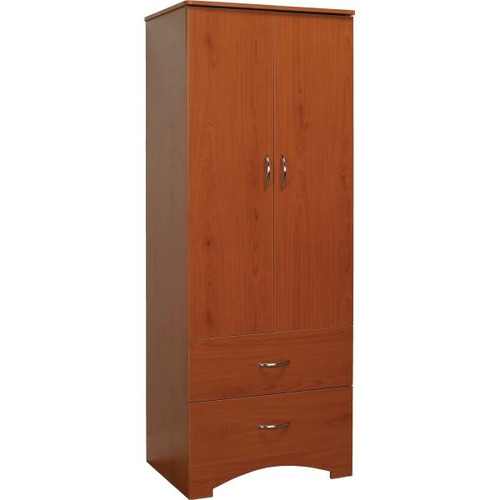Drive Oslo 2-Door/2-Drawer Wardrobe, 78" X 30" X 23", Nickel Hardware, Cherry
