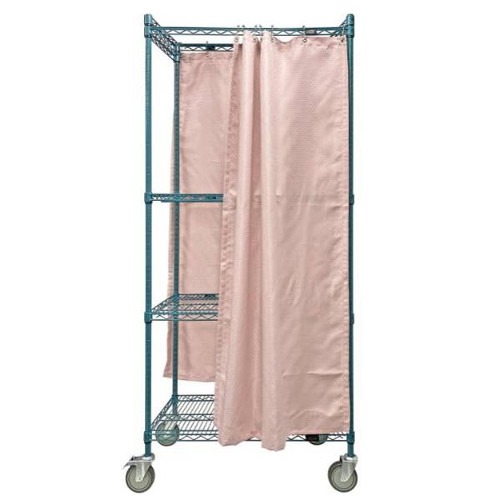 Quantum Storage Systems System Mobile Privacy Wire Rack Antimicrobial, Green, 18dx36w